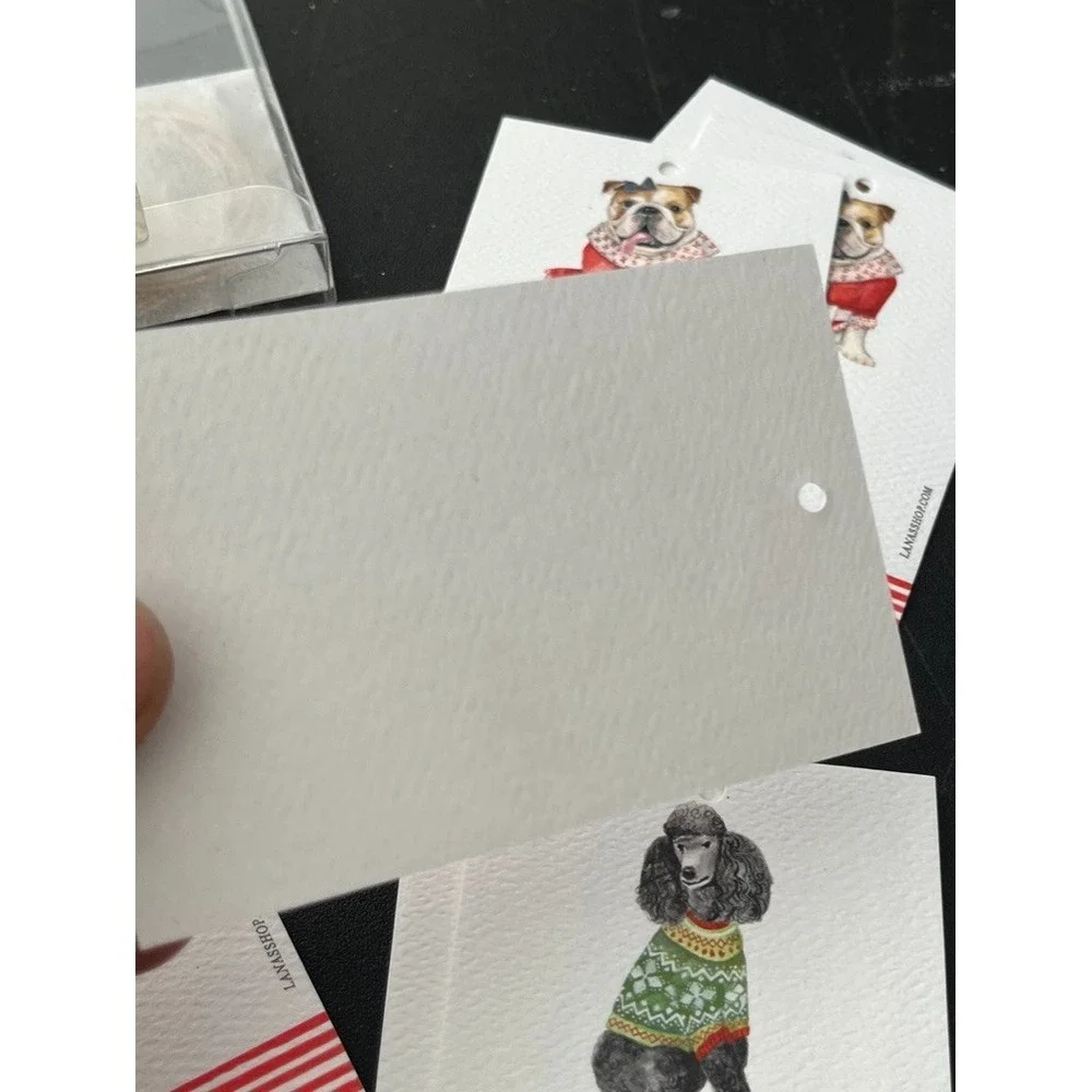 Holiday Gift Wrapping Hand Illustrated Tags Dogs Twine Christmas Festive Retro
